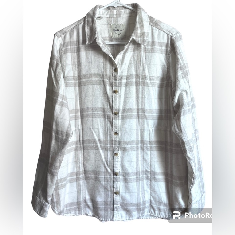 Jachs Girlfriend New York Back & White Flannel Button Down With Pockets Size M